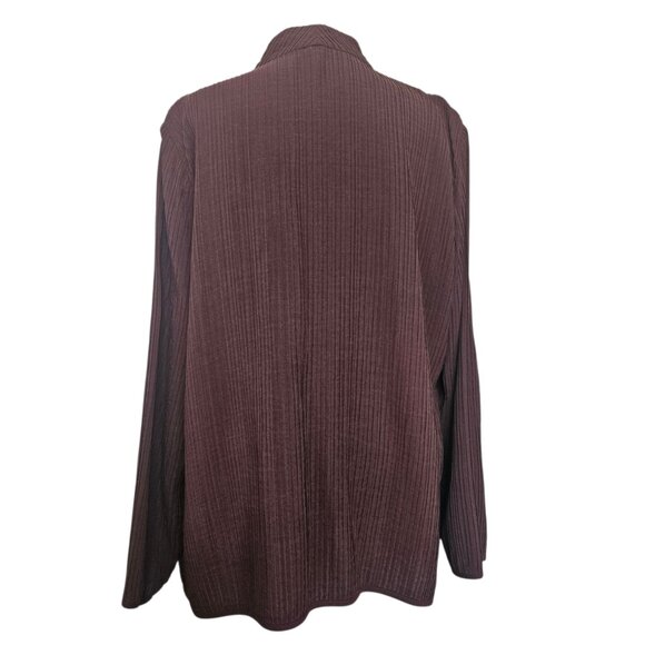 EILEEN FISHER 100% Silk Open Cardigan Women's SZ 1X Eggplant Purple Pocket Light - Picture 2 of 11